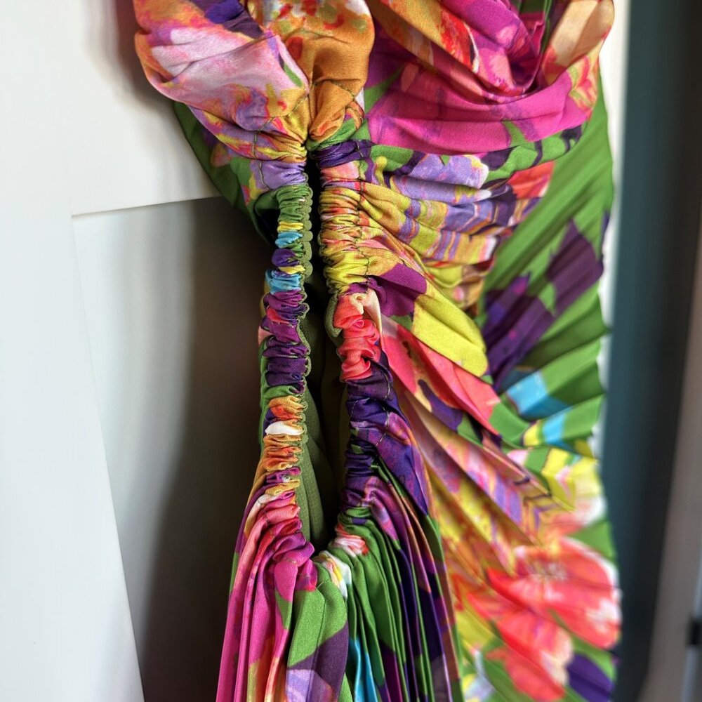NWT Skye One Shoulder Pleated Floral Maxi Dress Violet - Picture 5 of 6